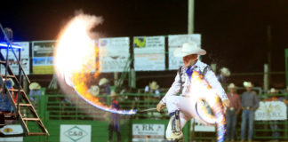 Western Arts: Rodeo couple exhibits trick riding and roping, gun spinning at the Hamel Rodeo